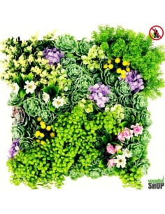 LOT 10+1 offert Tableau cadre FLEUR artificiel SUCCULIA decoration salon 50cm2 ignifugé anti UV