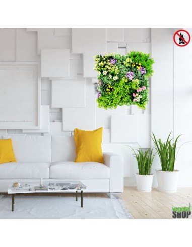 LOT 10+1 offert Tableau cadre FLEUR artificiel SUCCULIA decoration salon 50cm2 ignifugé anti UV