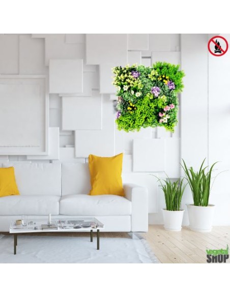 LOT 10+1 offert Tableau cadre FLEUR artificiel SUCCULIA decoration salon 50cm2 ignifugé anti UV