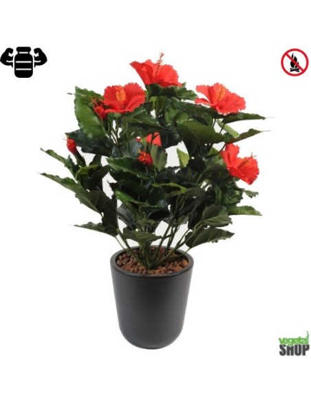 Fleur X12 hibiscus rouge Plante artificielle ANTI UV NON IGNIFUGÉ vegetal shop